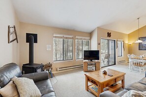TV, fireplace, DVD player, table football - McCall Condo | Pools, Gym, Loft with Game Room (McCall)