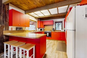 Fridge, microwave, oven, stovetop - Rustic Cabin with Wrap-Around Deck Near Lake (McCall)