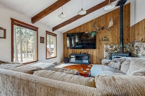 TV, fireplace, DVD player, table football