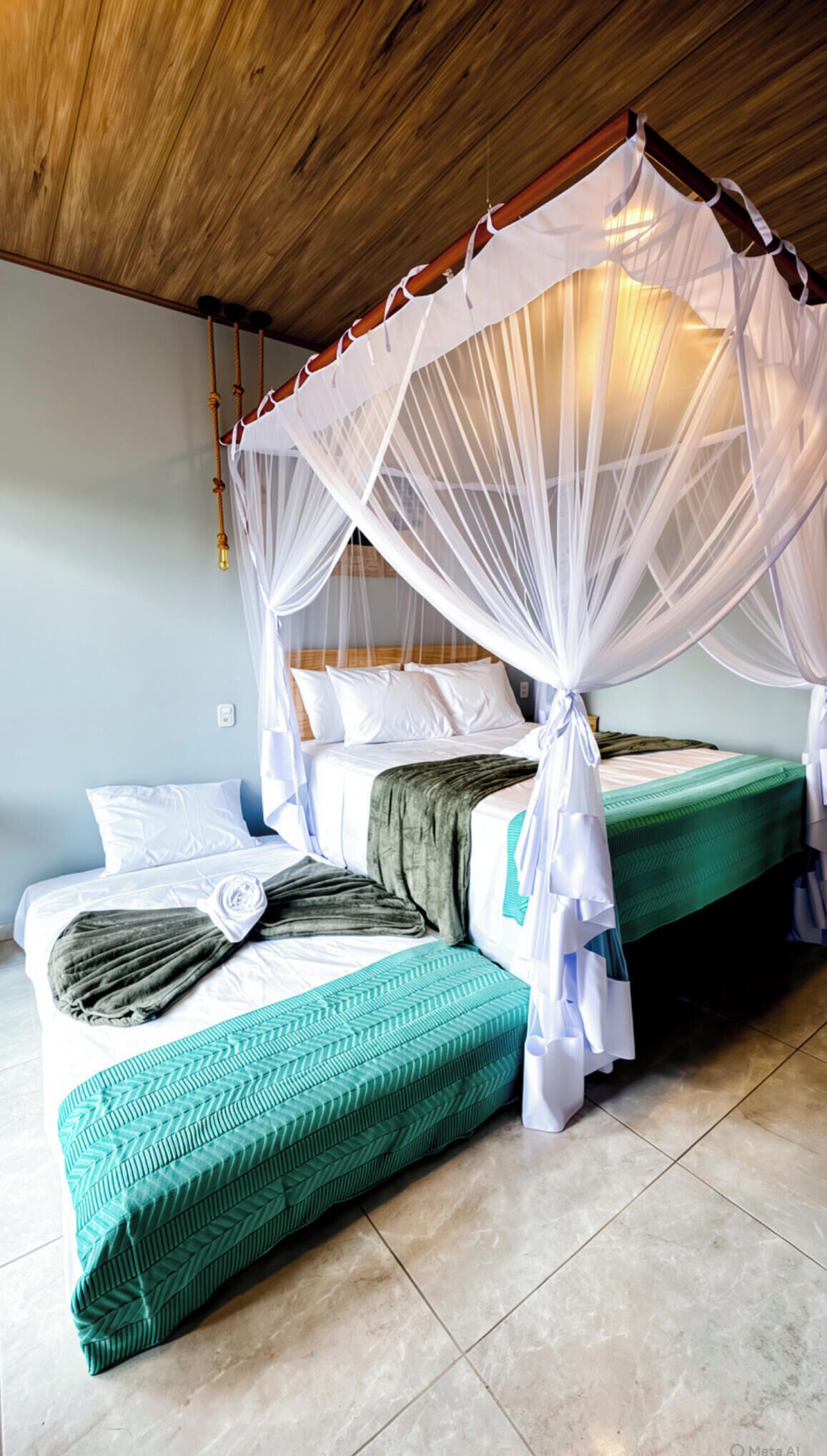 Habitación triple estándar, aire acondicionado, vista al jardín | Espacio para trabajar con laptop y wifi gratis 