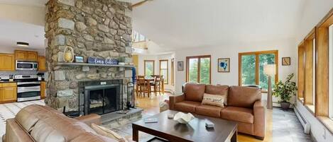 Smart TV, fireplace, video games, books