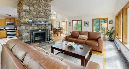 Hilltop Family Escape | River Rock Fireplace