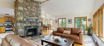 Hilltop Family Escape | River Rock Fireplace