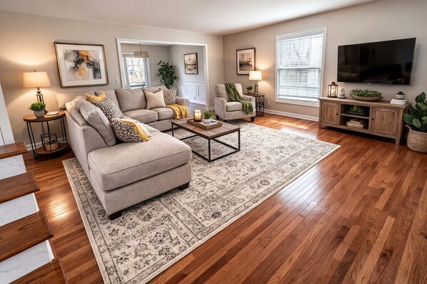 Smart TV, fireplace, video games