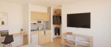 In-room safe, desk, laptop workspace, iron/ironing board