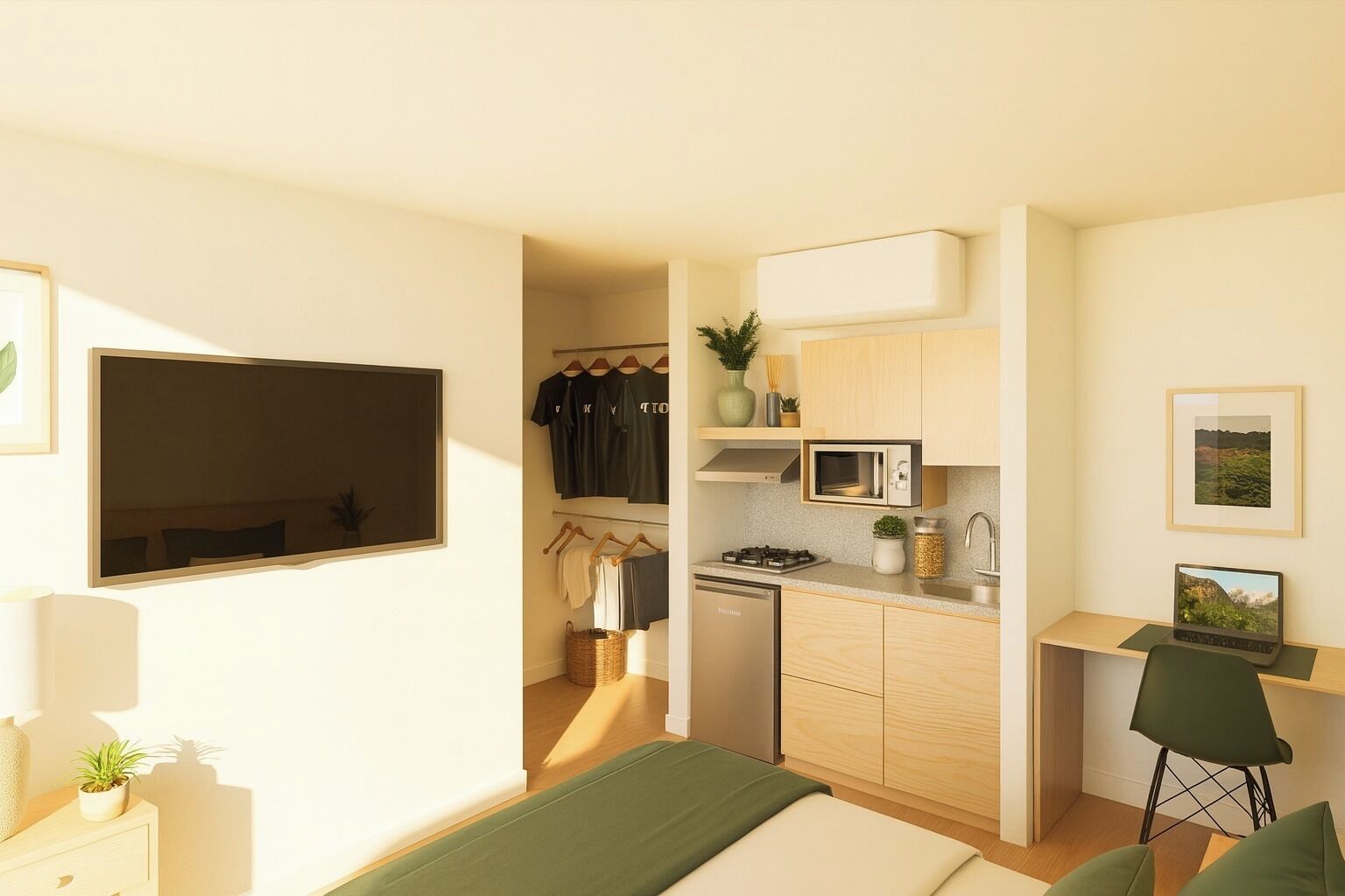 In-room safe, desk, laptop workspace, iron/ironing board