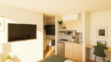 In-room safe, desk, laptop workspace, iron/ironing board