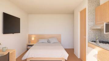 Peti besi dalam bilik, meja, ruang kerja komputer riba