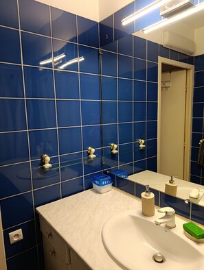 Sèche-cheveux, serviettes fournies, savon, papier toilette