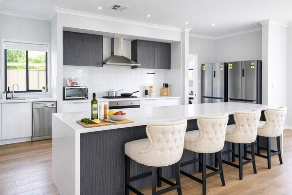 Open plan kitchen dining area that makes socializing easy.