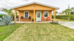 A single-story house with a front porch, a mailbox, and a number '3320' on the front. - Cape Key Updated Beach Bungalow (Ponce Inlet)
