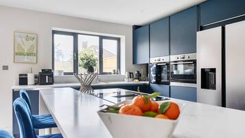 Fridge, microwave, dishwasher, high chair