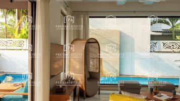 Vila, vista para o jardim | Área de estar