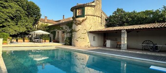 The gîte Colombine is a renovated dovecote with high-end amenities.