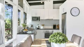 Coffee/tea maker, fridge, microwave, dishwasher