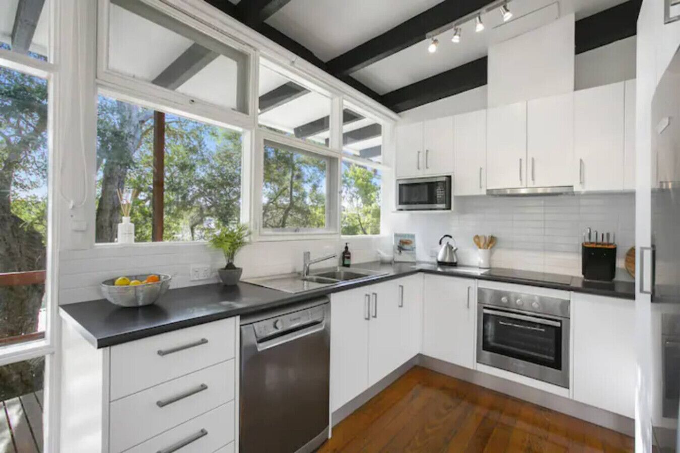 Fridge, microwave, dishwasher, coffee/tea maker
