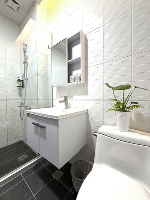 淋浴設備、毛巾、洗髮精、衛生紙