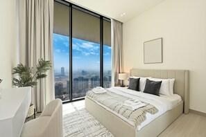 Departamento, balcón, vista a la ciudad | Tabla de planchar con plancha y wifi gratis 