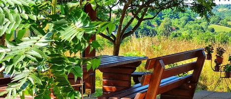 屋外ダイニングエリア