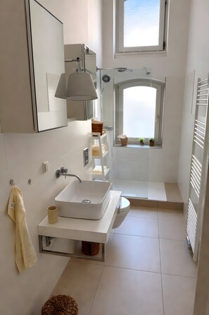 Dusche, Haartrockner, Handtücher