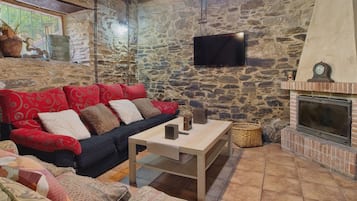 TV, fireplace