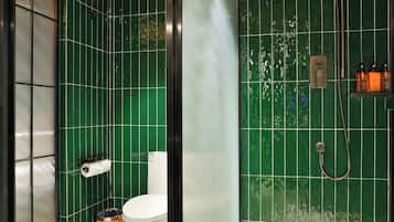 Een douche, gratis toiletartikelen, een haardroger, pantoffels