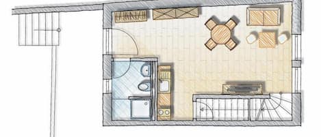 Deluxe Duplex, 1 Bedroom, Sauna | Floor plan