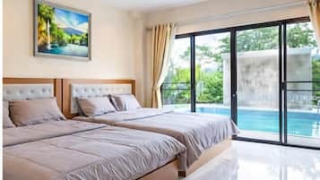 Deluxe Villa, 4 Bedrooms, Pool View | Free WiFi, bed sheets