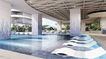 Outdoor pool, sun loungers