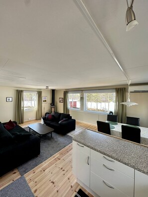 House, 1 Bedroom, Fireplace, Lake View | Living room - Camp Caroli Family House (Jukkasjarvi)