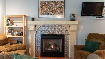 TV, fireplace