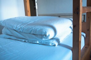 Felles sovesal, byutsikt | Safe på rommet, blendingsgardiner, wi-fi (inkludert) og sengetøy