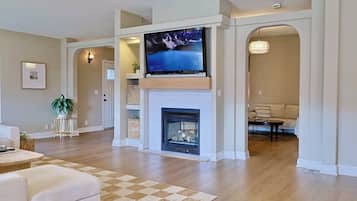 TV, fireplace