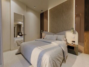 Junior Suite with Hot Tub | เครื่องนอนป้องกันสารก่อภูมิแพ้, ตู้นิรภัยในห้องพัก, โต๊ะทำงาน