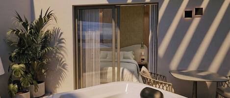 Junior Suite with Hot Tub | In-room safe, laptop workspace, blackout drapes, soundproofing