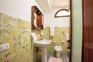 Regadera, secadora de cabello, bidet, toallas 