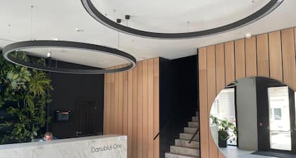 Apartment with panoramic view by the hockey arena with AC