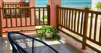 Upper floor apartment, sea view with balcony and kitchen.