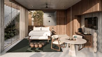 Villa Deluxe, piscine privée, en face de la plage | Literie de qualité, minibar, coffre-fort pour ordinateur portable