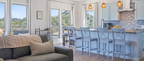 Smart TV, books, music library, stereo