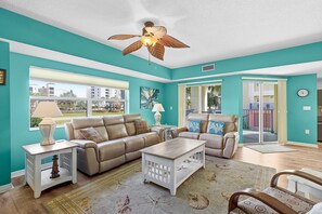 Condo, Multiple Beds (Oceanwalk 1-201) | Living area - Oceanwalk 1-201 (New Smyrna Beach)