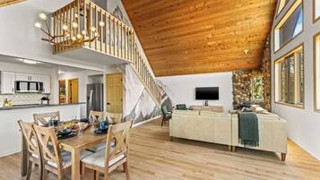 TV, fireplace, video games, DVD player