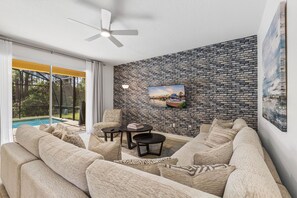 Living area - Lazy Palms - Six Bedroom House, Sleeps 12 (Kissimmee)