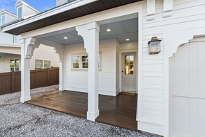 Exterior detail - Steps to Gulf | 4BR w/ Private Pool, Putting Green, Fire Pit & Golf Simulator – Sleeps 14 (Panama City Beach)