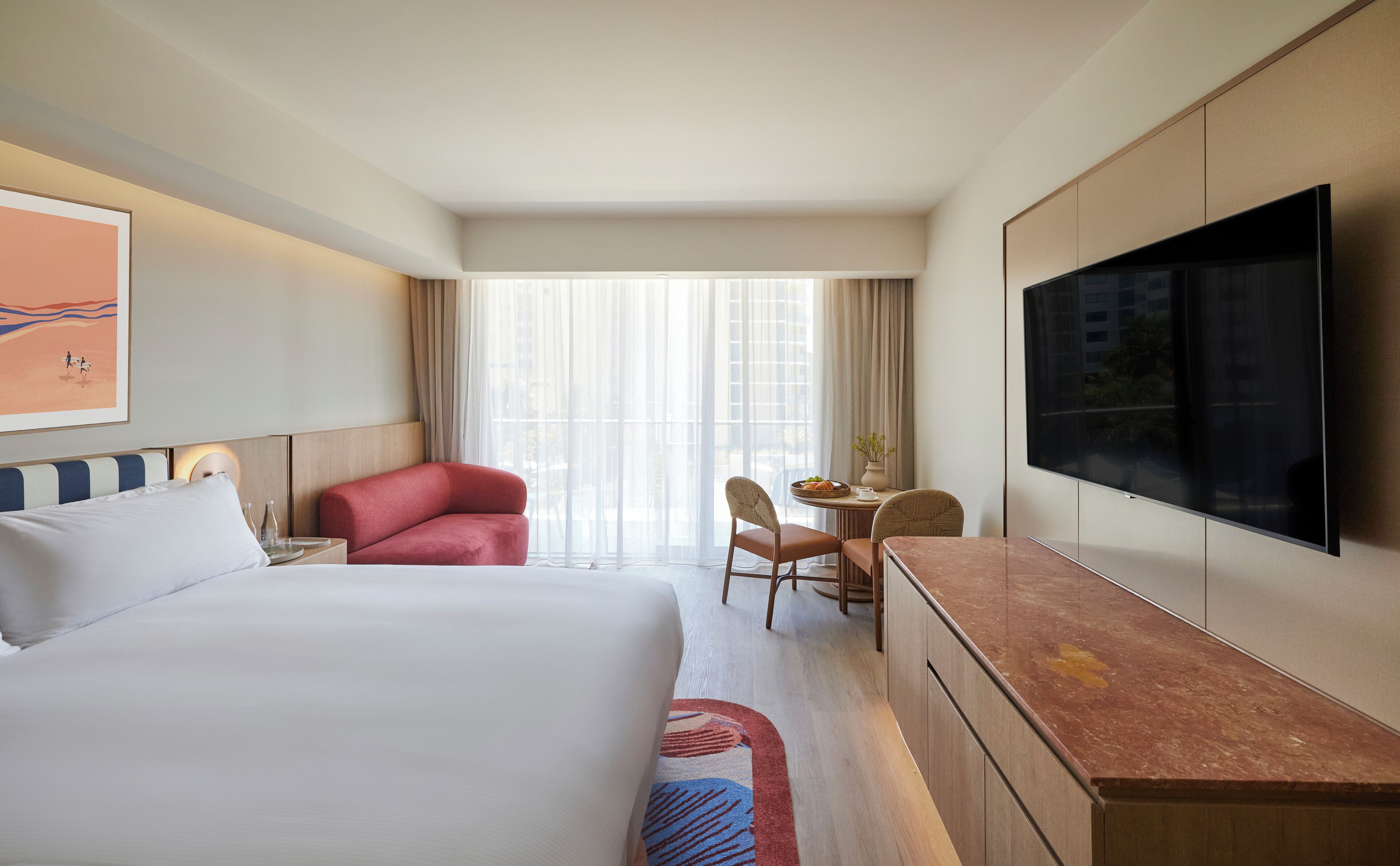 Quarto, 1 cama King (Ocean) | Ferros/tábuas de passar roupa, Wi-Fi de cortesia, roupa de cama