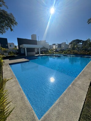 Family House, Pool View | Pool | Outdoor pool, pool umbrellas - Residencia Zafiro 30 Puerto Vallarta (Mezcales)
