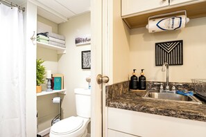 Shower, hair dryer, towels, soap - Walk to the Strip! Romantic Studio in the Smokies, Hot Tub and Heated Pool (Gatlinburg)