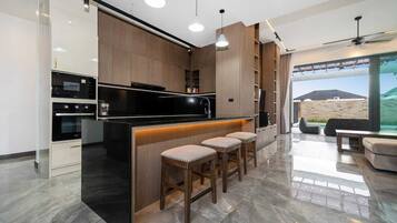 Luxury Villa, Pool View | Private kitchen