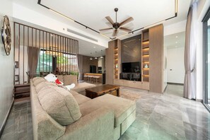 Luxury Villa, Pool View | Living area - Baan Don 3 BR Pool Villa near Layan (Thep Krasattri)