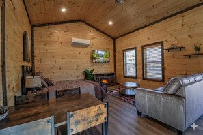 Living area - Cozy 1-bedroom 1- bath with queen sleeper sofa cabin in beautiful Cosby (Cosby)
